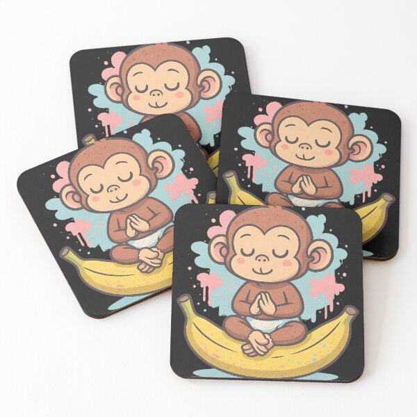 Item preview, Monkey Thinker – Baby Zen on a Banana designed and sold by VIBE CRAFT STUDIO.