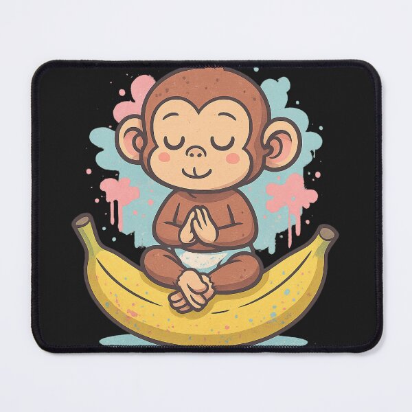 Item preview, Monkey Thinker – Baby Zen on a Banana designed and sold by VIBE CRAFT STUDIO.