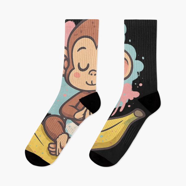 Item preview, Monkey Thinker – Baby Zen on a Banana designed and sold by VIBE CRAFT STUDIO.