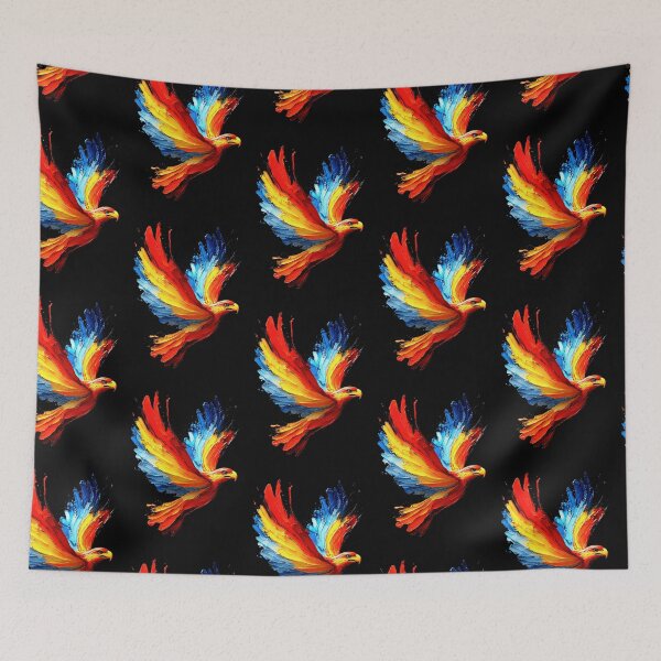 Item preview, Fiery Phoenix Rising with Vibrant Brushstroke Wings designed and sold by Taans-Creation.