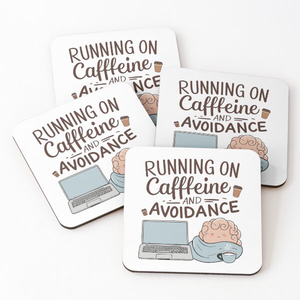 Item preview, Running on Caffeine and Avoidance – Funny Minimalist Coffee Quote Design designed and sold by HAFIZ-DP.