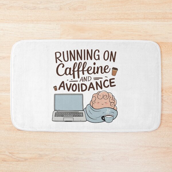 Item preview, Running on Caffeine and Avoidance – Funny Minimalist Coffee Quote Design designed and sold by HAFIZ-DP.