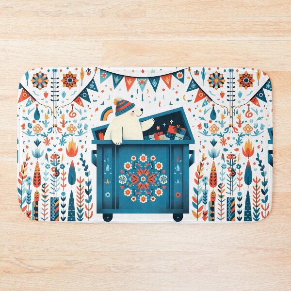 Item preview, Polar Bear Party in a Dumpster - Scandinavian Folk Art by heidiannemorris © designed and sold by FOLK ART FUSION by heidiannemorris.