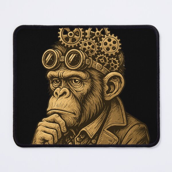 Item preview, Monkey Thinker – Steampunk Genius with Gears of Thought designed and sold by VIBE CRAFT STUDIO.