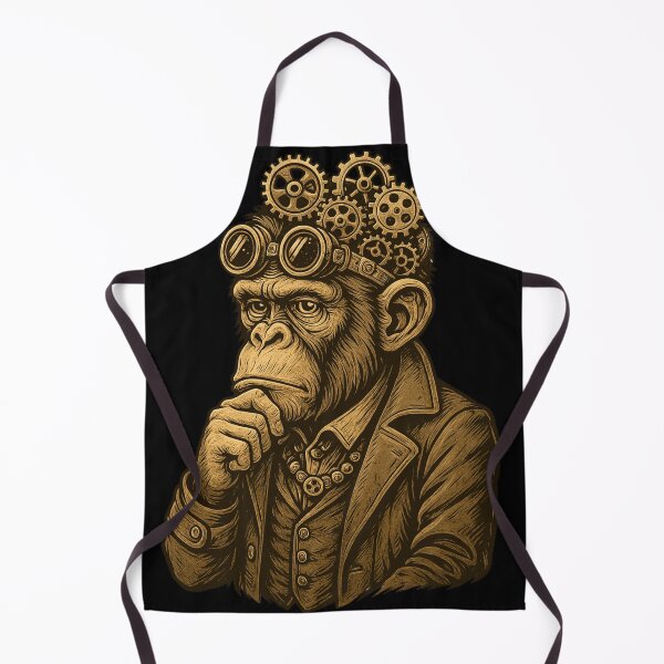 Item preview, Monkey Thinker – Steampunk Genius with Gears of Thought designed and sold by VIBE CRAFT STUDIO.