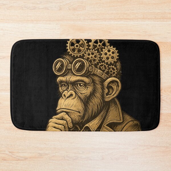 Item preview, Monkey Thinker – Steampunk Genius with Gears of Thought designed and sold by VIBE CRAFT STUDIO.