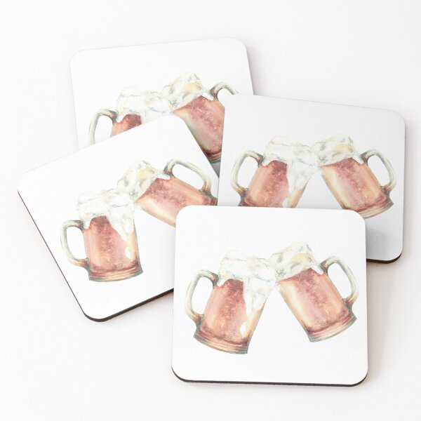 Item preview, Toasting Beer mugs with light beer and foam. Masses or litre of beer Oktoberfest drink Watercolor illustration designed and sold by BartolArt.