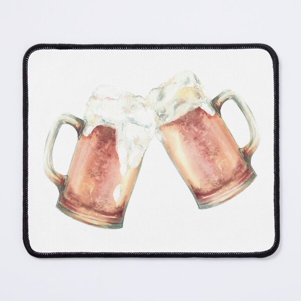 Item preview, Toasting Beer mugs with light beer and foam. Masses or litre of beer Oktoberfest drink Watercolor illustration designed and sold by BartolArt.