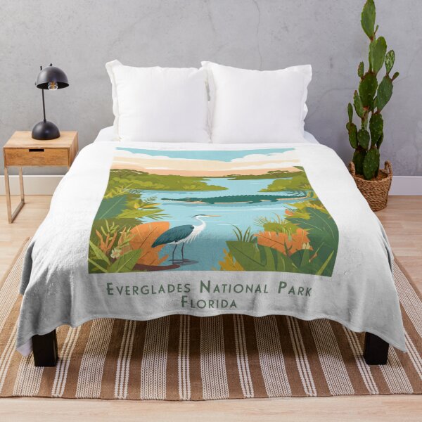 Item preview, Everglades National Park Florida – Alligator & Heron Retro Vintage Illustration designed and sold by pod24.