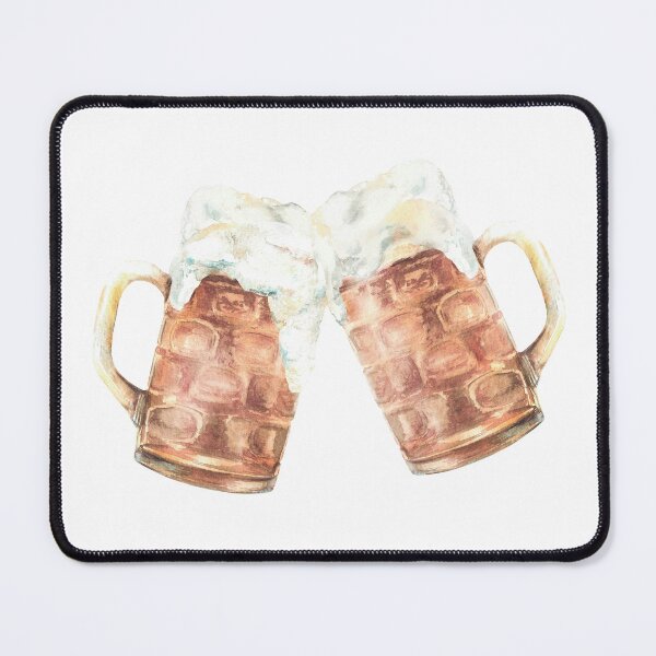 Item preview, Copy of Toasting Beer mugs with light beer and foam. Masses or litre of beer Oktoberfest drink Watercolor illustration designed and sold by BartolArt.