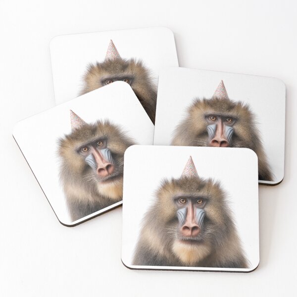Item preview, Cute Mandrill with Party Hat Birthday Celebration designed and sold by LazyOwlStore.