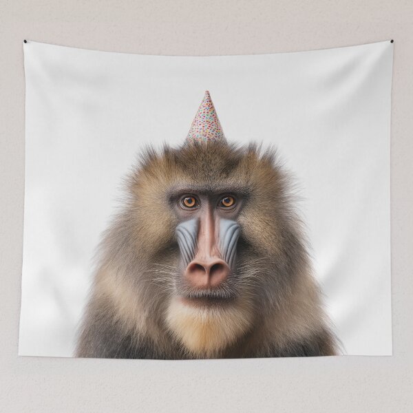 Item preview, Cute Mandrill with Party Hat Birthday Celebration designed and sold by LazyOwlStore.