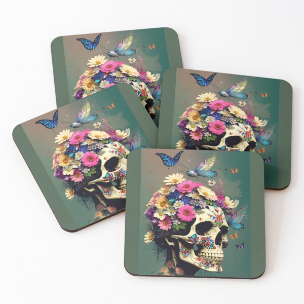 Item preview, Floral Female Day Of The Dead Skull With Butterflies And Colorful Flowers designed and sold by CarrollGene.