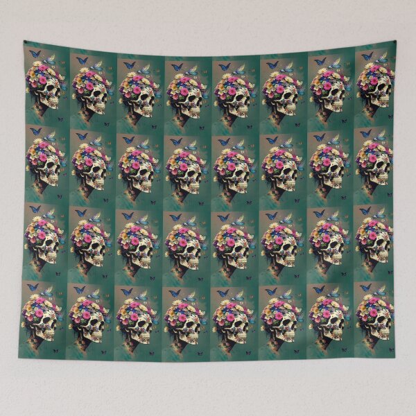 Item preview, Floral Female Day Of The Dead Skull With Butterflies And Colorful Flowers designed and sold by CarrollGene.