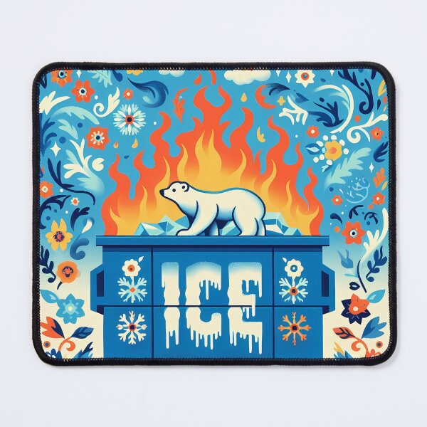Item preview, Peter Polar Bear Burning the Midnight Ice Fire - Scandinavian Folk Art by heidiannemorris © designed and sold by FOLK ART FUSION.