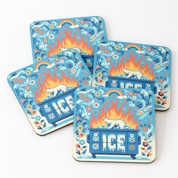 Item preview, Peter Polar Bear Burning the Midnight Ice Fire - Scandinavian Folk Art by heidiannemorris © designed and sold by FOLK ART FUSION by heidiannemorris.
