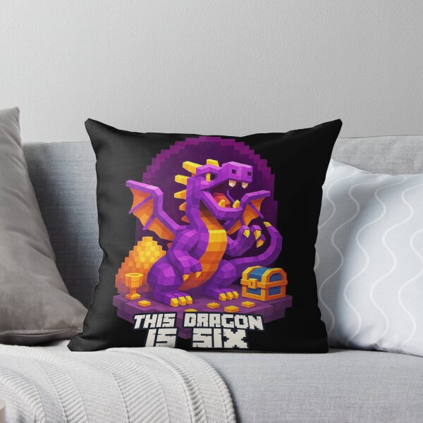 Item preview, This Dragon is Six Purple Pixel Art Birthday Design for Kids	 designed and sold by Victor Shadehorn.
