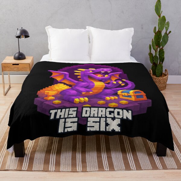 Item preview, This Dragon is Six Purple Pixel Art Birthday Design for Kids	 designed and sold by Victor Shadehorn.