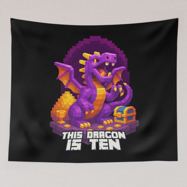 Item preview, This Dragon is Ten Purple Pixel Art Birthday Design for Kids	 designed and sold by Victor Shadehorn.