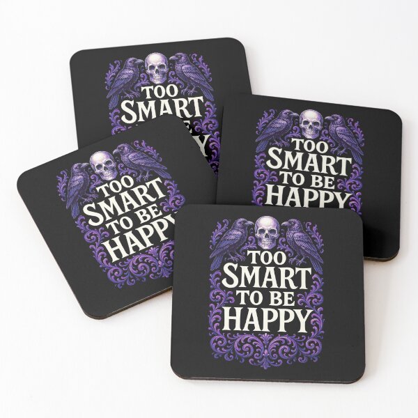 Item preview, Too Smart to Be Happy Gothic Raven and Skull Design	 designed and sold by Victor Shadehorn.