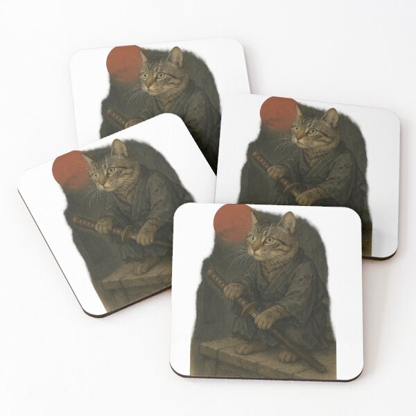 Item preview, Ronin Cat at Red Moon – Samurai-Inspired Japanese Warrior Art designed and sold by Zen Cat Studio.