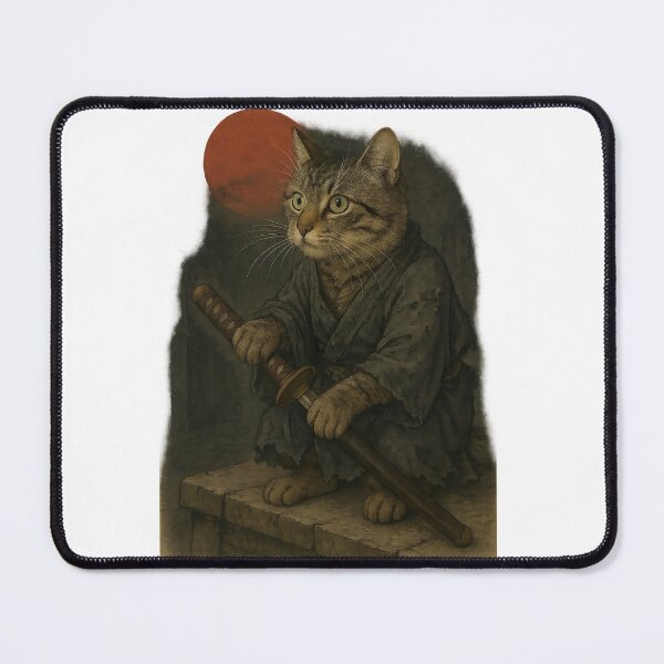 Item preview, Ronin Cat at Red Moon – Samurai-Inspired Japanese Warrior Art designed and sold by Zen Cat Studio.