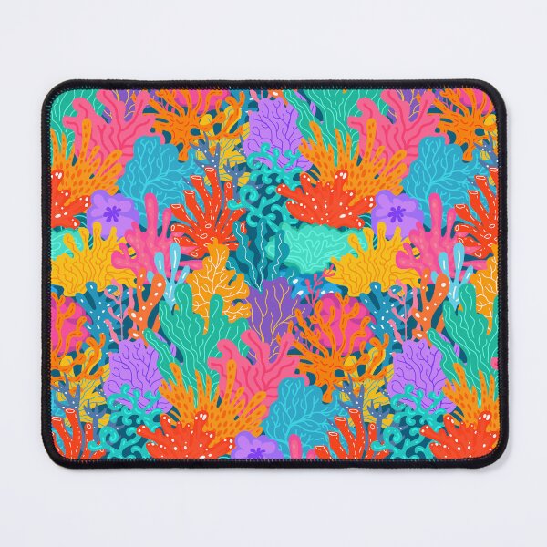 Item preview, Colorful vibrant marine underwater various corals in bright happy pink blue aqua teal purple orange yellow red designed and sold by artgeige.