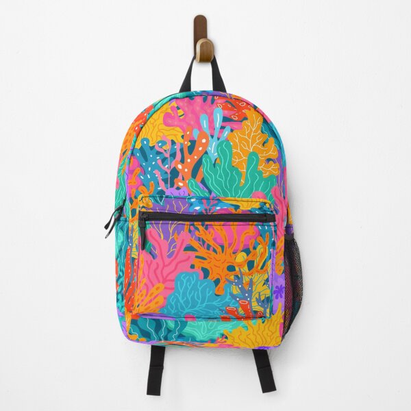 Item preview, Colorful vibrant marine underwater various corals in bright happy pink blue aqua teal purple orange yellow red designed and sold by artgeige.