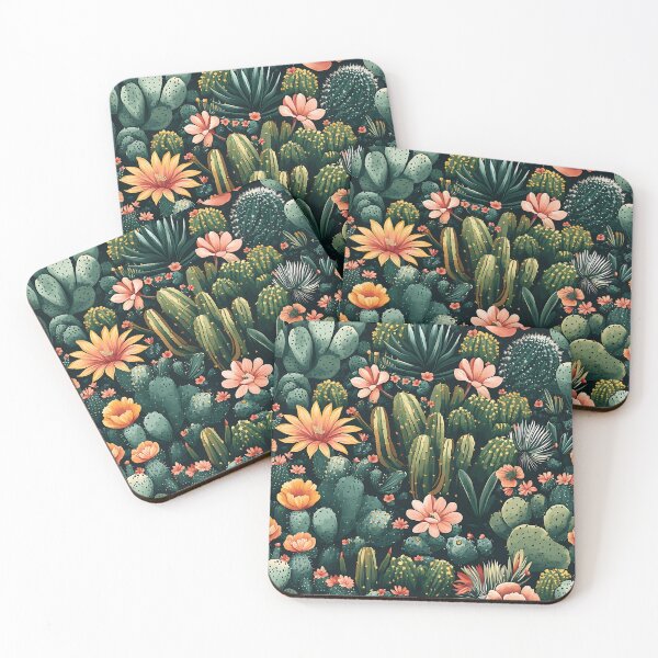Item preview, Green cactus colorful seamless floral pattern - whimsigoth dark cottagecore forestcore  designed and sold by cocomelon168.
