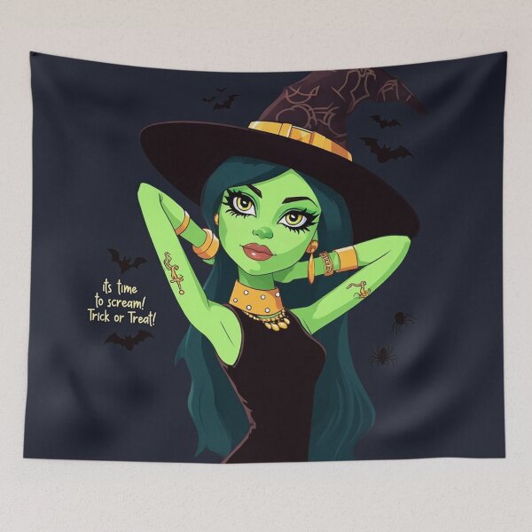Item preview, Its time to scream! Trick or treat! Halloween witch cool cute design designed and sold by Vintage Designs +.
