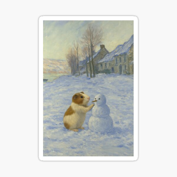 Item preview, Guinea Pig Building a Snowman at Lavacourt (After Claude Monet) designed and sold by gandolfwizard.