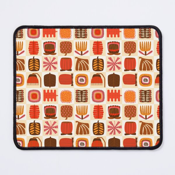 Item preview, Australian abstract geometric flowers and botanical foliage like golden wattle, banksia, bottlebrush, waratah gum in checkers designed and sold by artgeige.