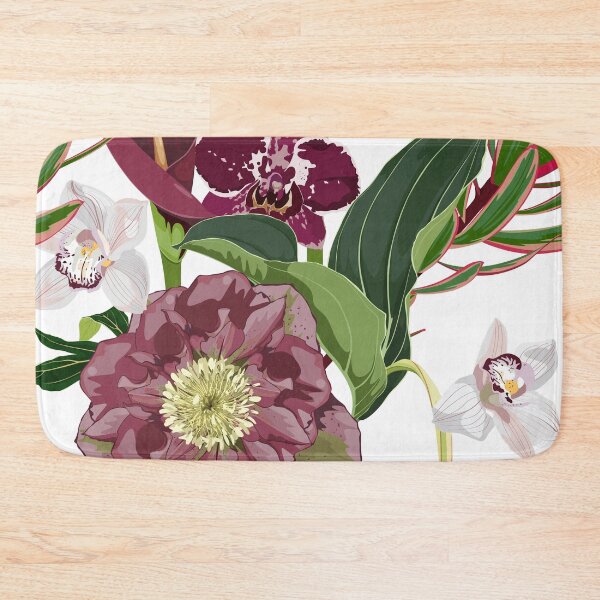 Item preview, Blooming hellebore flowers. Floral seamless pattern. Helleborus niger. Winter rose. Lenten Rose with many kind of tropical flowers.  designed and sold by MatyKotiv.