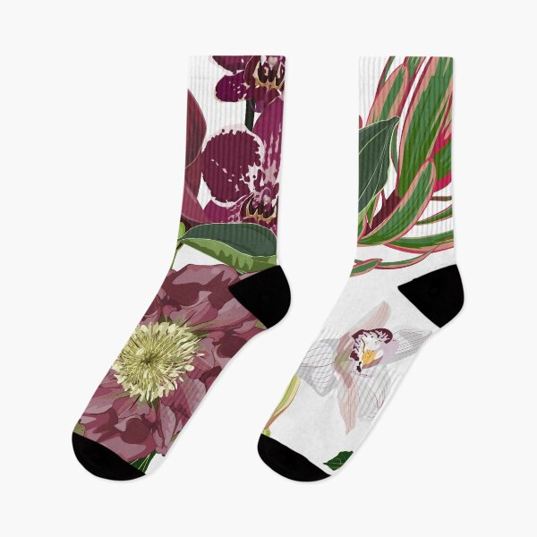 Item preview, Blooming hellebore flowers. Floral seamless pattern. Helleborus niger. Winter rose. Lenten Rose with many kind of tropical flowers.  designed and sold by MatyKotiv.