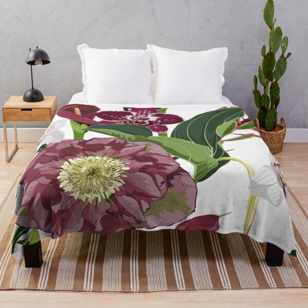 Item preview, Blooming hellebore flowers. Floral seamless pattern. Helleborus niger. Winter rose. Lenten Rose with many kind of tropical flowers. designed and sold by MatyKotiv.