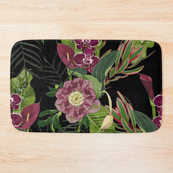 Item preview, Blooming hellebore flowers. Floral seamless pattern. Winter rose. Lenten Rose with with many kind of tropical leaves.  designed and sold by MatyKotiv.