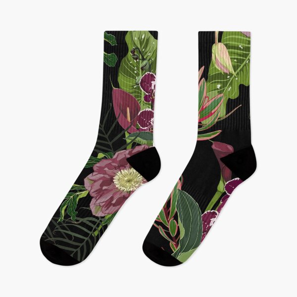 Item preview, Blooming hellebore flowers. Floral seamless pattern. Winter rose. Lenten Rose with with many kind of tropical leaves.  designed and sold by MatyKotiv.