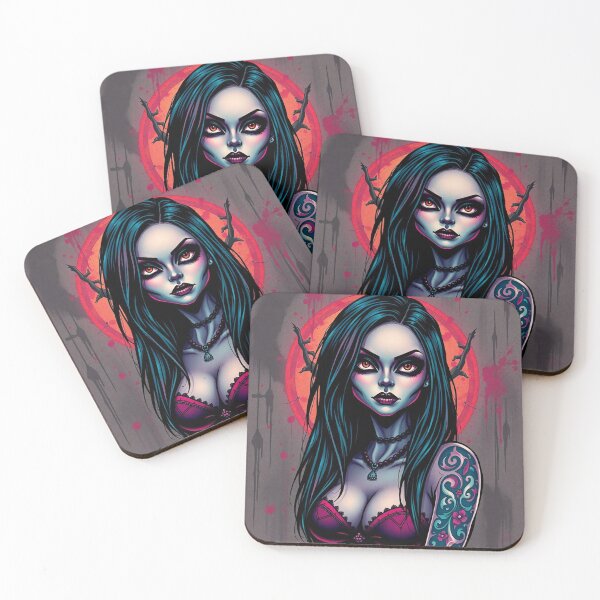 Item preview, Tattooed Goth Girl beautiful pinup poster art designed and sold by Vintage Designs +.