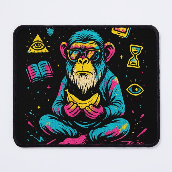 Item preview, Monkey Thinker – Enlightened Banana on the Flying Mat designed and sold by VIBE CRAFT STUDIO.