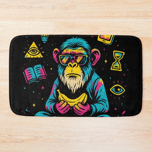 Item preview, Monkey Thinker – Enlightened Banana on the Flying Mat designed and sold by VIBE CRAFT STUDIO.