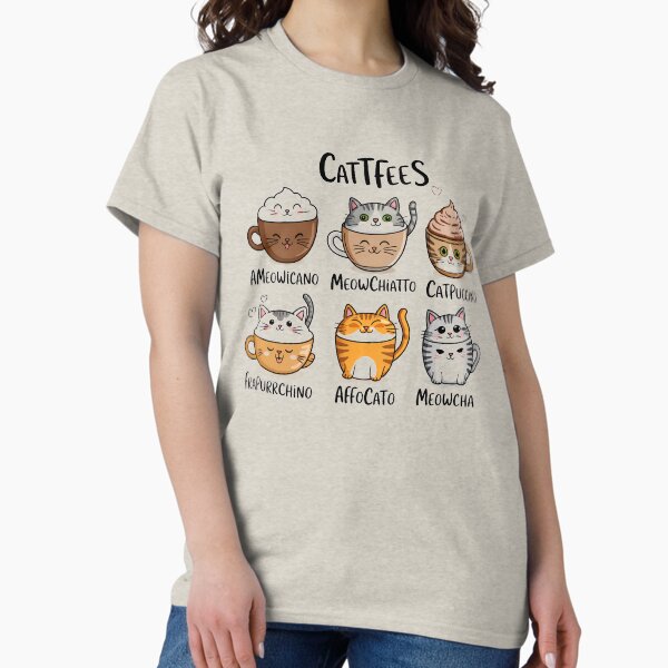 Item preview, Cattfees Cute Cat Coffee Puns T-Shirt | Kawaii Barista Tee designed and sold by deklnwart.