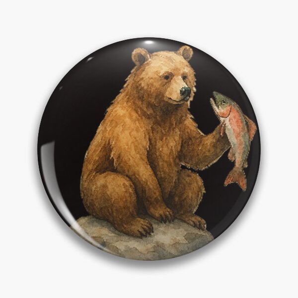 Item preview, Hungry Bear Catching Fish – Watercolor Nature Scene designed and sold by Gym & Chaos.
