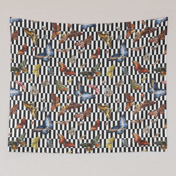 Item preview, Butterfly Ballet on Checkered Stage – Vintage-Inspired Insect Collage designed and sold by ECBrothers.