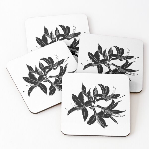 Item preview, Rhododendron, oleander flower branch.  Hand drawn spring blossoms poster. Engraved botanical line art.  designed and sold by MatyKotiv.