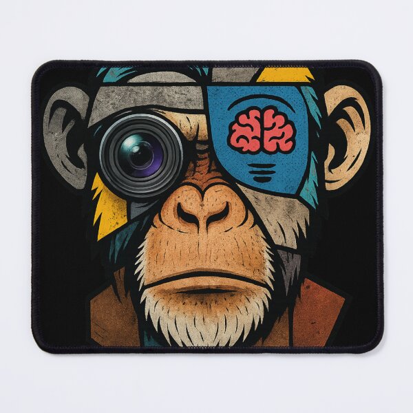 Item preview, Monkey Thinker – Abstract Intelligence with Camera Vision designed and sold by VIBE CRAFT STUDIO.