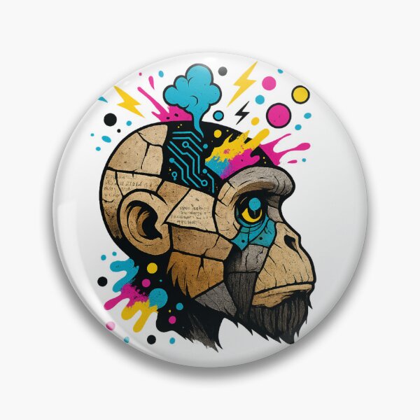 Item preview, Monkey Thinker – Circuit Brain and Electric Creativity designed and sold by VIBE CRAFT STUDIO.