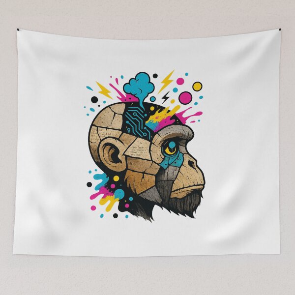 Item preview, Monkey Thinker – Circuit Brain and Electric Creativity designed and sold by VIBE CRAFT STUDIO.
