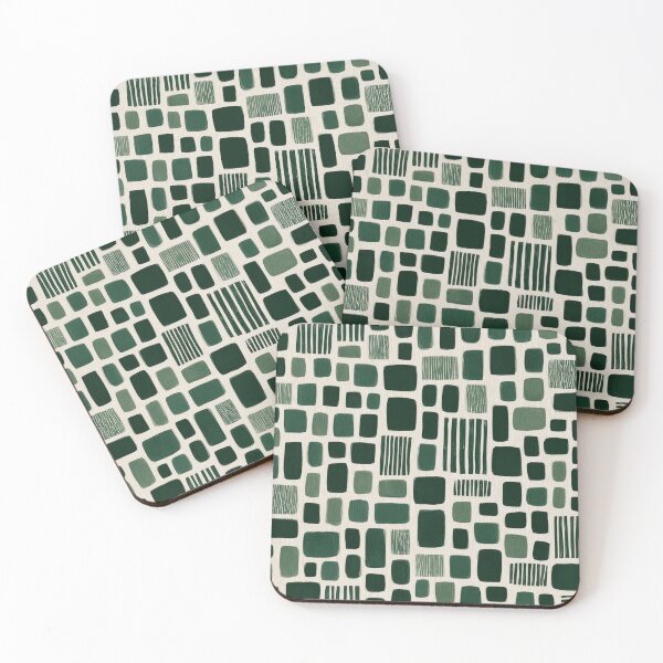 Item preview, Modern Dark Floral Green Squares Pattern  designed and sold by Reugba.