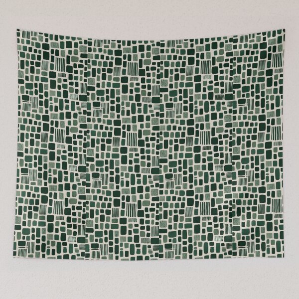 Item preview, Modern Dark Floral Green Squares Pattern  designed and sold by Reugba.