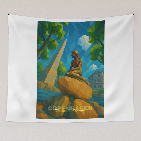 Item preview, Copenhagen THE LITTLE MERMAID – Silent Icon at the Harbor (Pop Art Travel Poster and Greeting Card) designed and sold by Earth Celebration Designs.